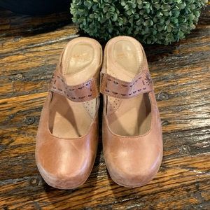 Dansko Solitaire Mary Jane Clog 37 Leather Boho Slip On Mule